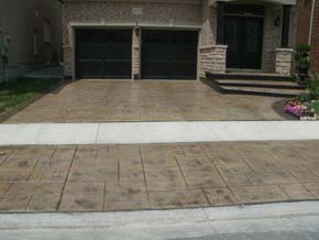 Coloured stamped concrete driveway and steps Hamilton ON